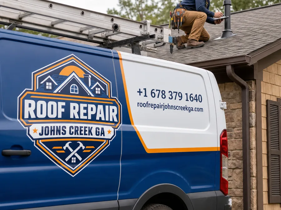 Roofer inspecting flashing near a plumbing vent and documenting roof conditions